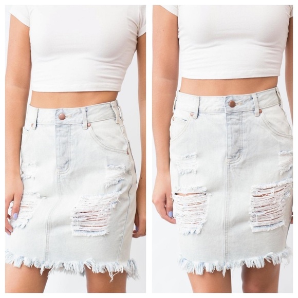 Lira Dresses & Skirts - Lira Distressed High Rise Denim Pencil Skirt NWT